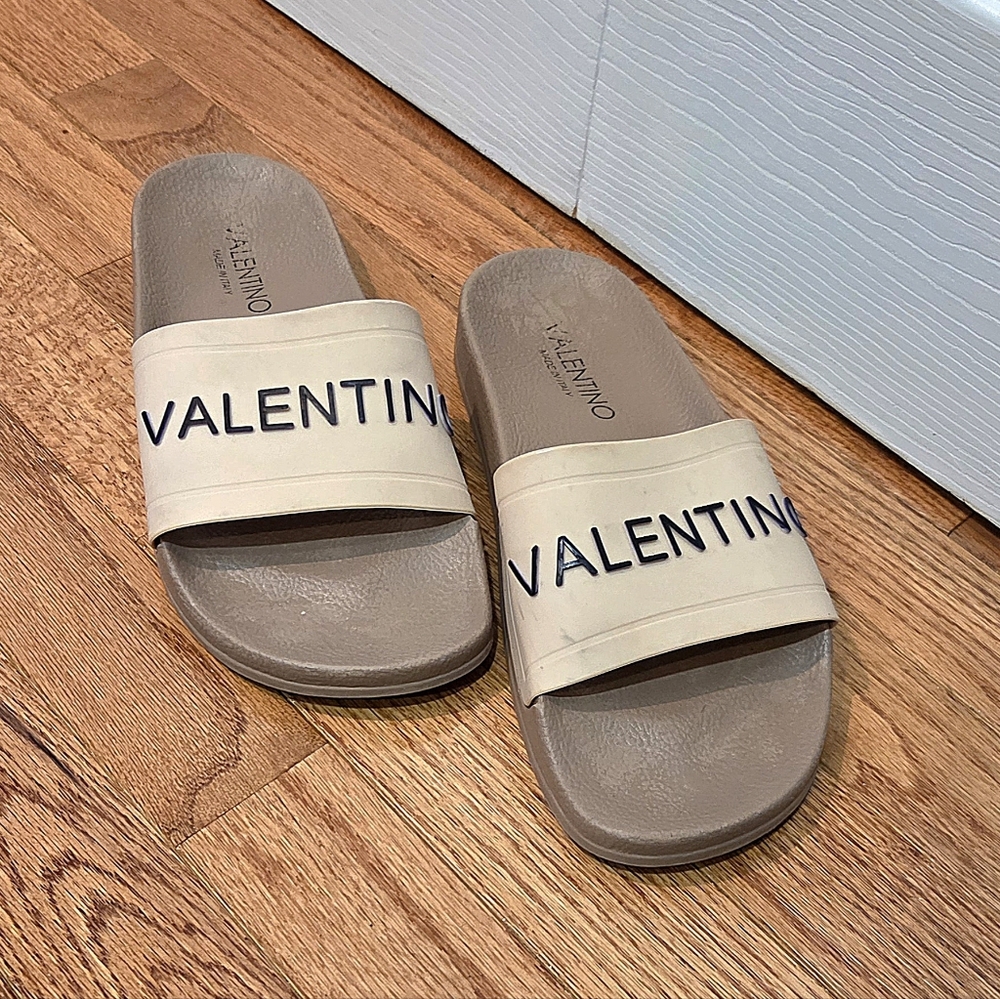 Valentino Logo Slide Sandals